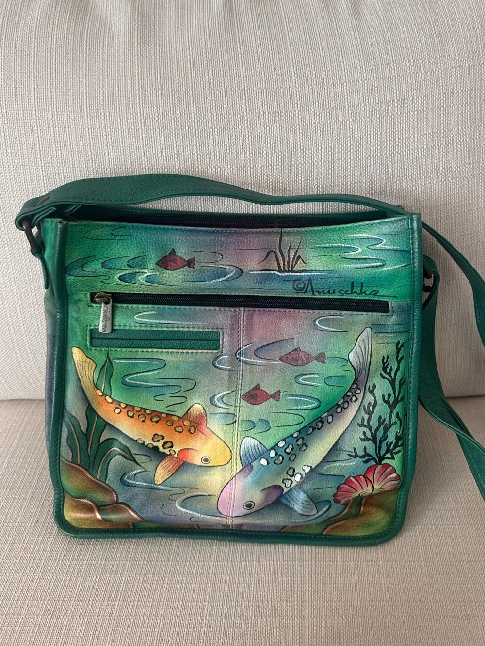 Anuschka Bags | Hand-Painted Koi Crossbody Bag